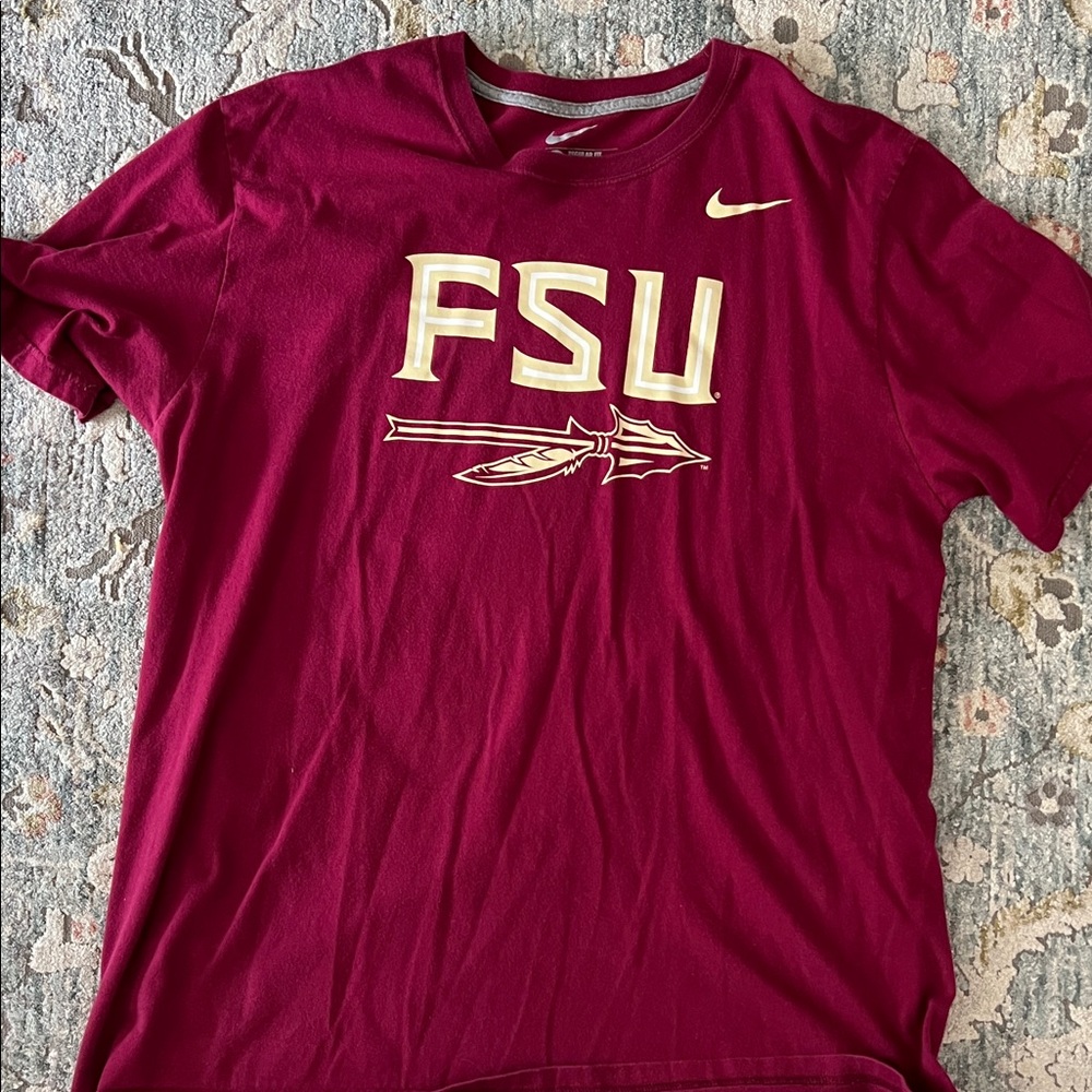 Nike Men's Garnet FSU Short Sleeve Tee with Gold Logo